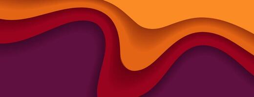 orange, red and purple gradient layered wave paper background vector