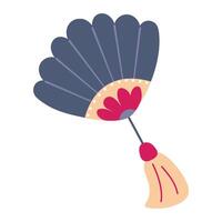Hand drawn Japanese fan on white isolated background vector