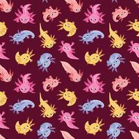 Seamless pattern with funny axolotls. Endless textures for your design vector