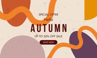 Minimalist Trendy Modern Abstract Geometric Autumn Sale Pattern Banner Background in Retro Style for Advertising, Social Media, and Posters. vector