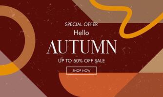 Trendy Modern Minimalist Abstract Geometric Autumn Sale Pattern in Retro Style. Design for Banner, Background, Advertising, Social Media, and Posters. vector