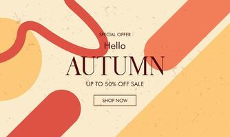 Trendy Minimalist Abstract Geometric Autumn Sale Pattern Banner Background in Retro Style for Advertising, Social Media, and Posters. vector