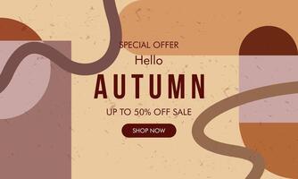 Trendy Modern Minimalist Abstract Geometric Autumn Sale Pattern Banner Background in Retro Style. Design for Advertising, Social Media, and Posters. vector