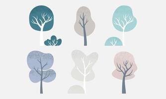 Hand Drawn Set of Cute Winter Trees Illustration. Elements of Nature to Create a Landscape vector