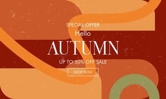 Trendy Modern Minimalist Abstract Geometric Autumn Sale Pattern Banner Background in Retro Style for Advertising, Social Media, and Posters. vector