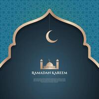 ramadan kareem greeting card with mosque vector