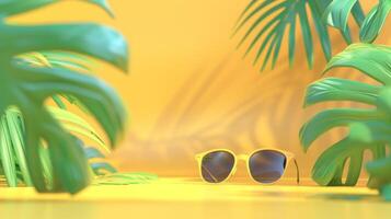 A pair of sunglasses and a pair of sunglasses on a yellow background photo