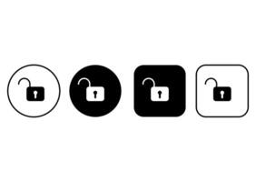 Set of padlock icons. Simple opened lock buttons collection. Security symbols vector