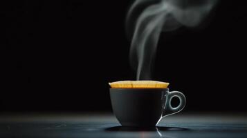 A cup of coffee with steam coming out of it photo