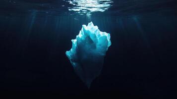 stunning iceberg floating in deep water, illuminated by sunlight photo