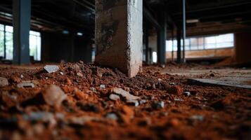 Construction site with exposed soil and debris, showcasing heavy metal contamination photo
