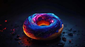 A donut with a colorful swirl on it photo