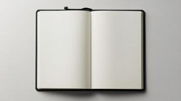 open journal with blank pages ready for writing and creativity photo