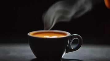 A cup of coffee with steam coming out of it photo