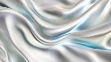 Silk fabric background with blue and silver waves photo