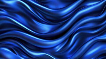 Blue silk fabric background with waves photo