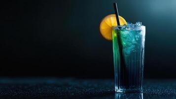 refreshing cocktail with vibrant gradient and citrus garnish photo