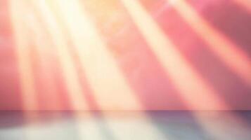 A bright pink room with sun beams coming through the ceiling photo