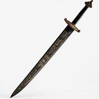 beautifully crafted sword with intricate engravings and sleek design photo