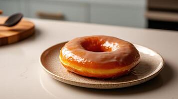 A donut on a plate photo
