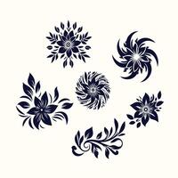 Set of floral design elements illustration vector
