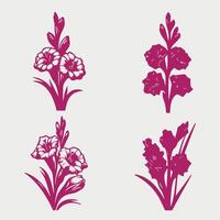 Four different flowers are shown in different colors vector