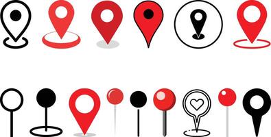 Map location icon set collection, mark, pinpoint, point, position, positioning, navigation, location design. vector