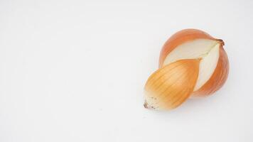 Top View of Sliced Onion on White Background photo