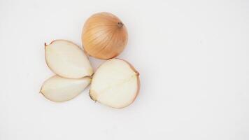 Top View of Set of Onion on White Background photo