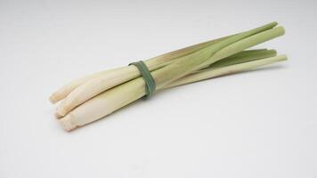 A Bunch of Lemongrass Spice on White Background photo