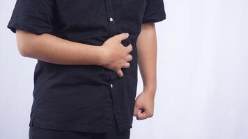 Close Up of Man with Abdominal Disease on White Background photo