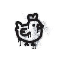 Chicken spray icon isolated on white background. Chicken graffiti icon sprayed in black on a white background. vector