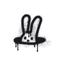 Rabbit spray icon isolated on white background. Rabbit graffiti icon sprayed in black on a white background. vector