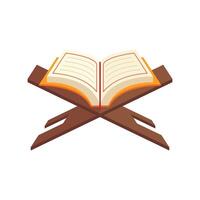 Illustration of the Holy Qur'an. religious book . Open book on the table. book lover and likes to read vector