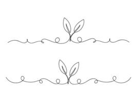 Natural plants continuous one line art isolated. vector