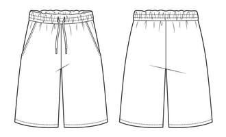 Mens elastic waist drawstring shorts vector