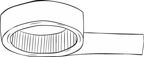 roll of adhesive paper tape Masking tape graphic line illustration, black and white, hand drawn, sketch style, isolated on white background. vector