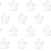 Working Apron seamless pattern. Graphic line illustration on transparent background vector
