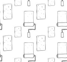 Paint roller with strokes seamless pattern. graphic line brush. Color paint texture when painting with a roller. isolated on white background vector