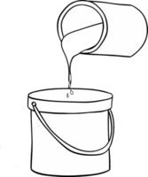 Filled can Paint graphic line composition. two cans with color illustration vector
