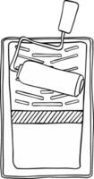 Paint roller in tray container graphic line composition. Painting, dyeing. Isolated illustration vector