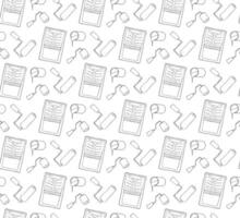 Paint tray and paint roller and color can seamless pattern. graphic line illustration. vector