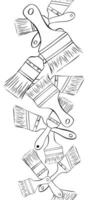 graphic line paint brush seamless vertical border. isolated paintbrush collection . Modern Textured shape . Dry border in Black vector