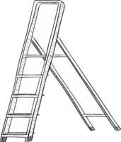 Step ladder graphic line illustration, isolated on transparent background illustration vector