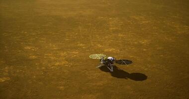 InSight spacecraft exploring the surface of Mars in detail video