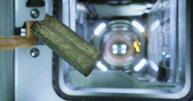 Gas canister floating in zero gravity inside the space station video