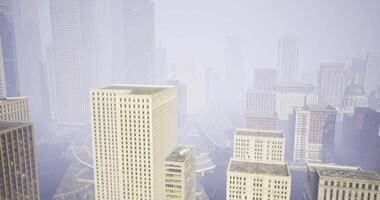 Fog envelops skyline of urban city creating a mysterious atmosphere video
