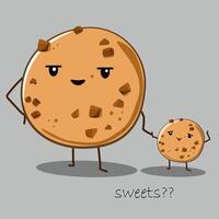funny sweet cookie with a big smile. illustration vector