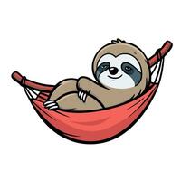 Relaxed Sloth Lounging in Red Hammock vector