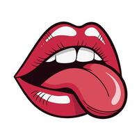 Bold Red Lips with Tongue Sticking Out vector